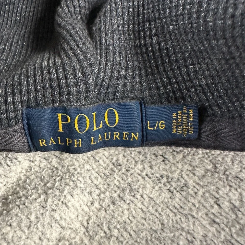 Polo Ralph Lauren Hoodie Mens L‎ Blue Full Zip Cotton Fleece Logo Heavyweight